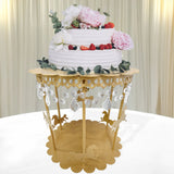 14inch Gold Metal Carousel Cake Stand with Hanging Acrylic Beads