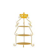 3 Tier Round Gold Metal Cupcake Stand with Crown Top, 32inch Tall Dessert Display Cake Stand#whtbkgd
