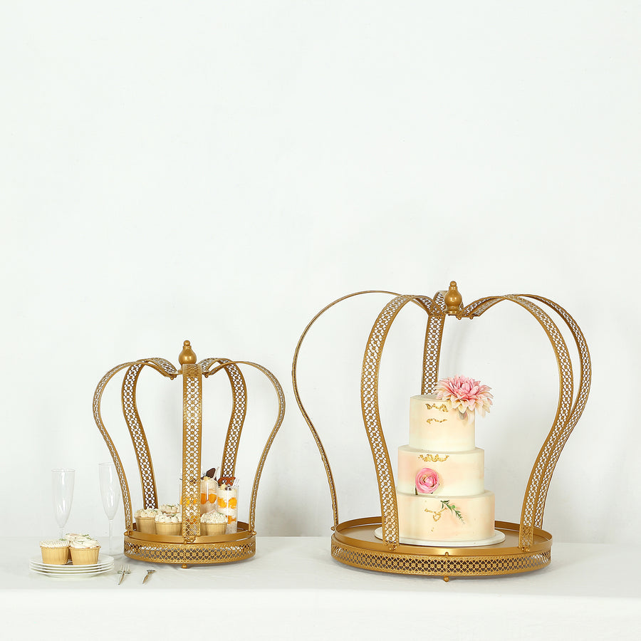 12inch Gold Metal Crown Wedding Cake Stand, Princess Tiara Cupcake Dessert Display Stand