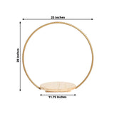 20inch Gold Round Metal Floral Hoop Cake Stand, Dessert Display Centerpiece Stand With Wooden Base