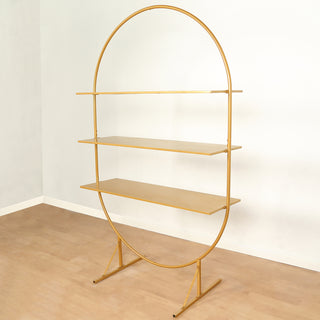 <strong>Versatile Oval-Shaped Gold Display Floor Stand </strong>