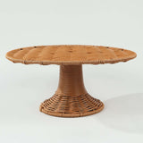 Natural Plastic Rattan Wicker Pedestal Cupcake Stand, 12inch Round Dessert Cake Table Display