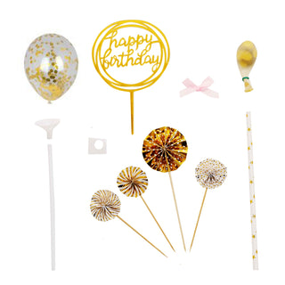 Celebrate in Style with Gold/White Happy Birthday Cake Topper