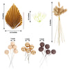 25 Pack | Assorted Gold Boho Style Palm Leaf Flower Ball Cake Toppers