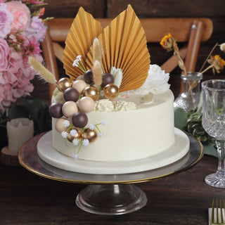 Add a Touch of Elegance with Assorted Gold Boho Style Palm Leaf Flower Ball Cake Toppers