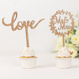 Set of 2 Rustic Mr & Mrs and Love Wedding Cake Topper Decorations, Natural Wooden