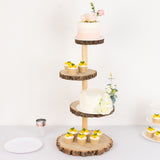 4-Tier Natural Rustic Wood Slice Dessert Stand, Farmhouse Style Wooden Cupcake Tower Display Stand