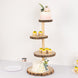 4-Tier Natural Rustic Wood Slice Dessert Stand, Farmhouse Style Wooden Cupcake Tower Display Stand