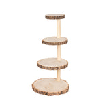 4-Tier Natural Rustic Wood Slice Dessert Stand, Farmhouse Style Wooden Cupcake Tower Display#whtbkgd