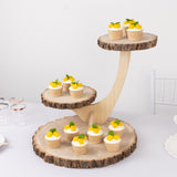 3-Tier Natural Rustic Branch Dessert Display Stand, Farmhouse Style Wood Slice Cake Cupcake Holder