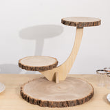 3-Tier Natural Rustic Branch Dessert Display Stand, Farmhouse Style Wood Slice Cake Cupcake Holder