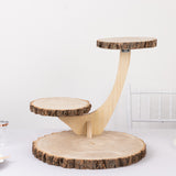 3-Tier Natural Rustic Branch Dessert Display Stand, Farmhouse Style Wood Slice Cake Cupcake Holder