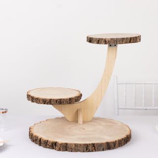 <h3 style="margin-left:0px;"><strong>Rustic Elegance with a 3-Tier Natural Wood Slice Cupcake Stand</strong>