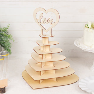 Elegant 7-Tier Natural Wooden Chocolate Display Stand