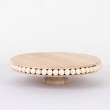 Natural Rustic Wooden Pedestal Cupcake Stand With Beaded Edge