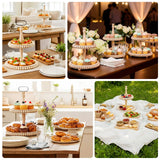 2-Tier Natural Beaded Wooden Cupcake Stand With Metal Handle