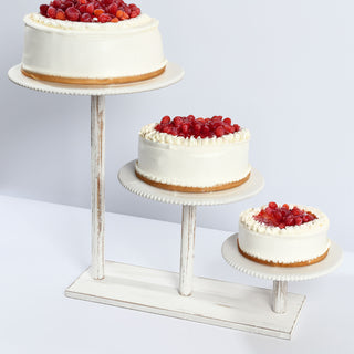 <span style="background-color:transparent;color:#000000;">Rustic 3-Tier Whitewash Wooden Cake Stand</span>