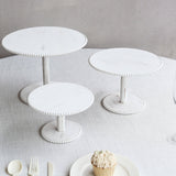 Set of 3 Whitewash Wooden Cupcake Dessert Stands with Round Beaded Rim Trays