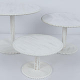 Set of 3 Whitewash Wooden Cupcake Dessert Stands with Round Beaded Rim Trays