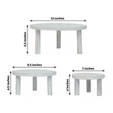 Set of 3 Whitewash Wooden Pedestal Cupcake Stands with Removable Legs, Stackable Round