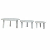 Set of 3 Whitewash Wooden Pedestal Cupcake Stands with Removable Legs, Stackable Round