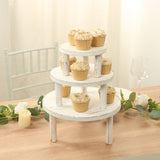 Set of 3 Whitewash Wooden Pedestal Cupcake Stands with Removable Legs, Stackable Round