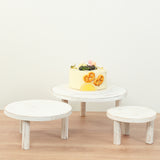 Set of 3 Whitewash Wooden Pedestal Cupcake Stands with Removable Legs, Stackable Round