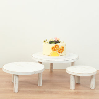 <h3 style="margin-left:0px;"><strong>Rustic Charm with Whitewash Wooden Pedestal Cake Stands</strong>