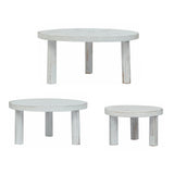 Set of 3 Whitewash Wooden Pedestal Cupcake Stands with Removable Legs, Stackable Round#whtbkgd