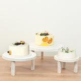 Set of 3 Whitewash Wooden Pedestal Cupcake Stands with Removable Legs, Stackable Round