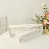 Set of 4 Whitewash Wooden Cupcake Pedestal Stands in Rectangular Bench Style