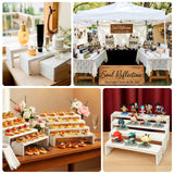 Set of 4 Whitewash Wooden Cupcake Pedestal Stands in Rectangular Bench Style