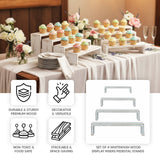 Set of 4 Whitewash Wooden Cupcake Pedestal Stands in Rectangular Bench Style