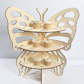 Rustic Charm with Natural Butterfly Wooden Cupcake Stand