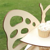 3-Tier Natural Butterfly Wooden Dessert Display Stand, 24inch Rustic Cupcake Stand Shelf Rack