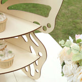 3-Tier Natural Butterfly Wooden Dessert Display Stand, 24inch Rustic Cupcake Stand Shelf Rack