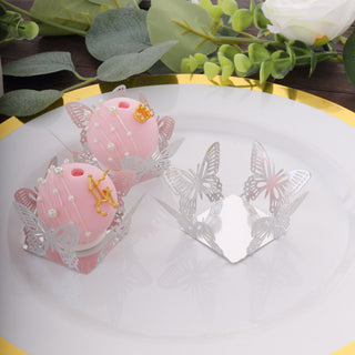 Elevate Your Dessert Display with Silver Butterfly Cupcake Wrappers