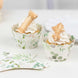 25 Pack White Green Paper Truffle Cup Dessert Liners with Eucalyptus Leaves Print