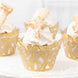 25 Pack Gold Butterfly Lace Pattern Paper Cupcake Wrappers, 3inch Round Muffin Liner Cups