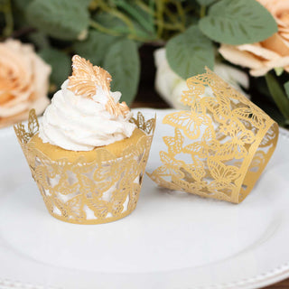 Add a Touch of Glamour with Gold Butterfly Cupcake Wrappers