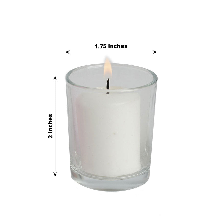 12 Pack | White Votive Candle & Clear Glass Votive Holder Candle Set