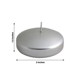 4 Pack | 3inch Metallic Silver Disc Unscented Floating Candles, Dripless