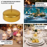 12 Pack 2" White Floating Candles – Unscented Dripless Long-Lasting Disc Wax Candles for Weddings & Table Décor