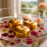 12 Pack 2inch Metallic Gold Floating Candles – Unscented Dripless Long-Lasting Disc