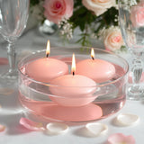 12 Pack 3inch Blush Floating Candles, Unscented Dripless Wax Discs for Centerpieces