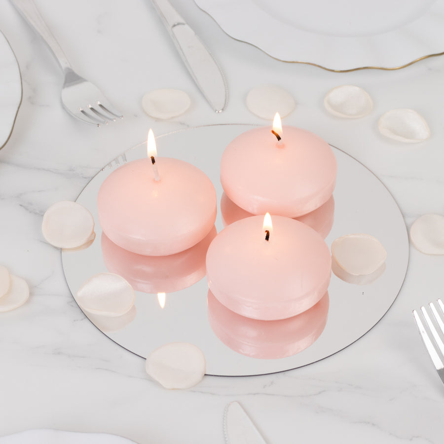 12 Pack 3inch Blush Floating Candles, Unscented Dripless Wax Discs for Centerpieces