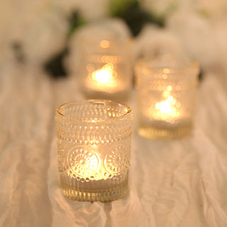 <span style="background-color:transparent;color:#000000;">Clear Glass Primrose Votive Candle Holders</span>