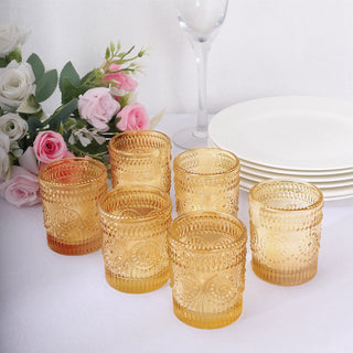 Add Elegance to Your Space with Amber Gold Glass Candle Holders