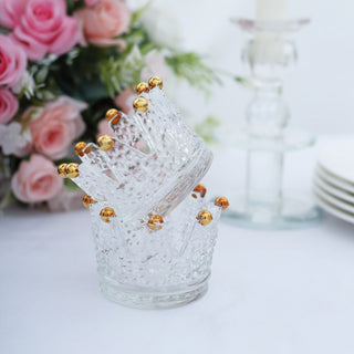 Add a Touch of Opulence with Clear Crystal Glass Crown Tea Light Votive Candle Holders