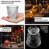 Vintage textured glass candle holder with durable pedestal base for elegant votive and tealight d...